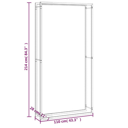 Haardhoutrek Staal Mat 110 x 28 x 214 cm Zwart