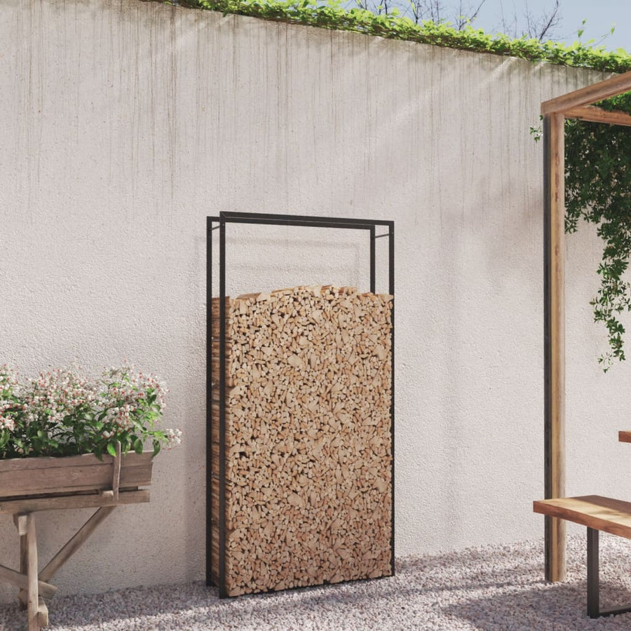 Haardhoutrek Staal Mat 110 x 28 x 214 cm Zwart