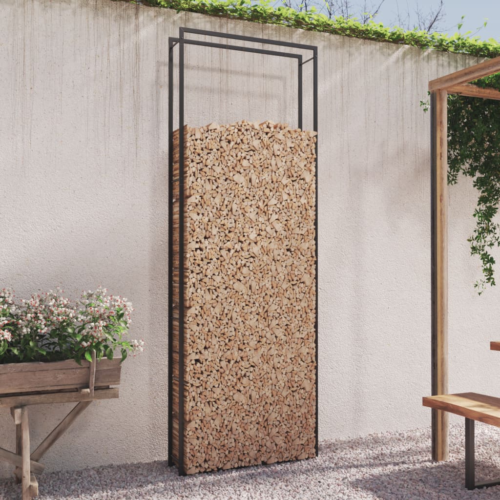 Haardhoutrek Staal Mat 110 x 28 x 312 cm Zwart