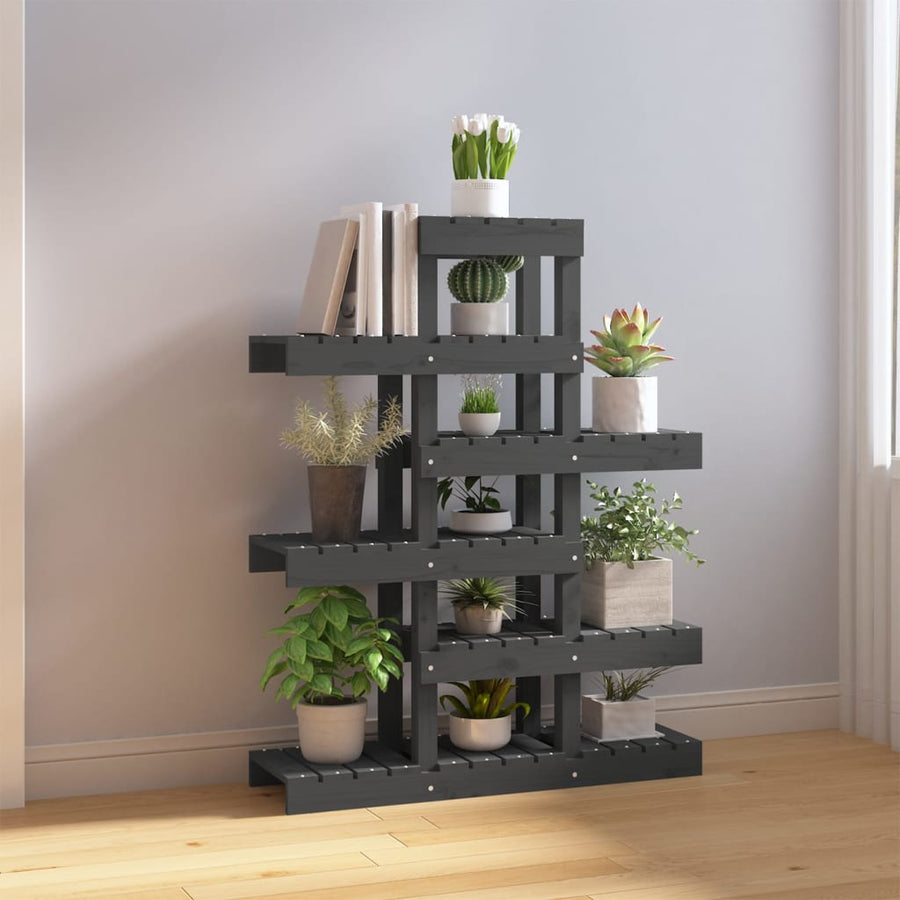 Plantenstandaard 85X25X09,5 Cm Massief Grenenhout 85 x 25 x 109.5 cm Grijs