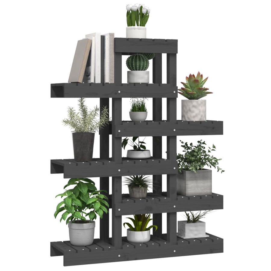 Plantenstandaard 85X25X09,5 Cm Massief Grenenhout 85 x 25 x 109.5 cm Grijs