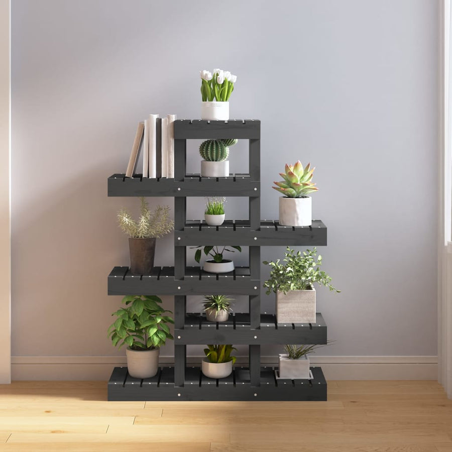Plantenstandaard 85X25X09,5 Cm Massief Grenenhout 85 x 25 x 109.5 cm Grijs