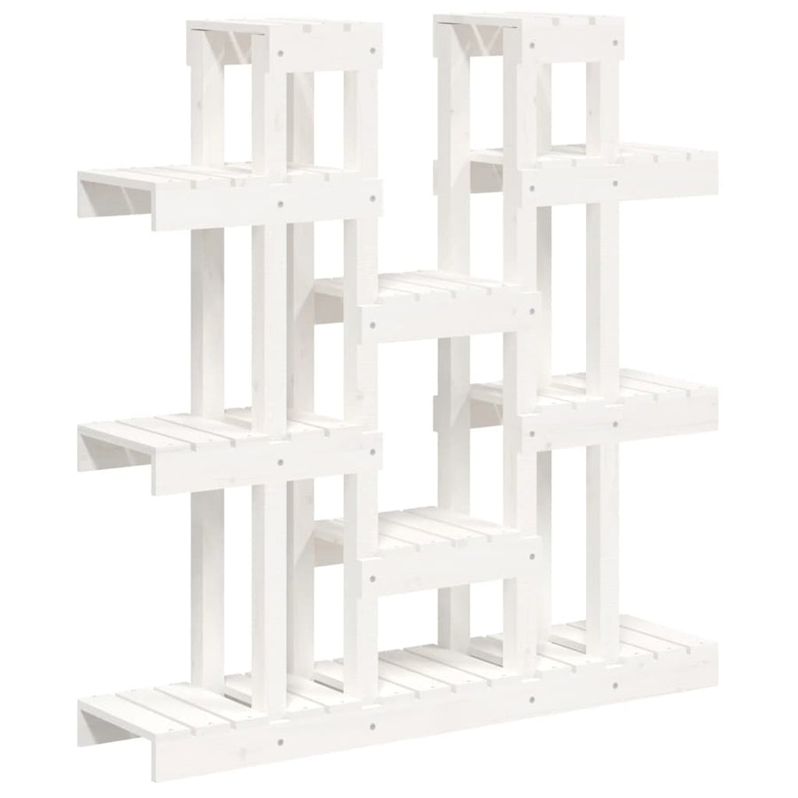 Plantenstandaard Wit 104,5X25X109,5 Cm Massief Grenenhout