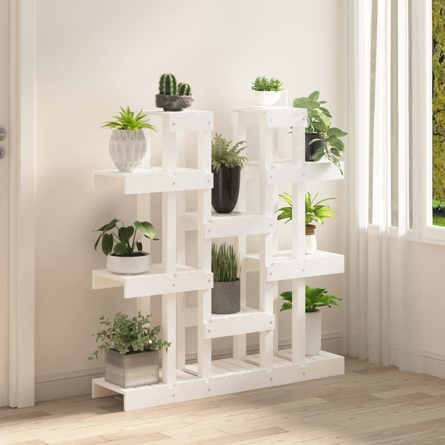 Plantenstandaard Wit 104,5X25X109,5 Cm Massief Grenenhout