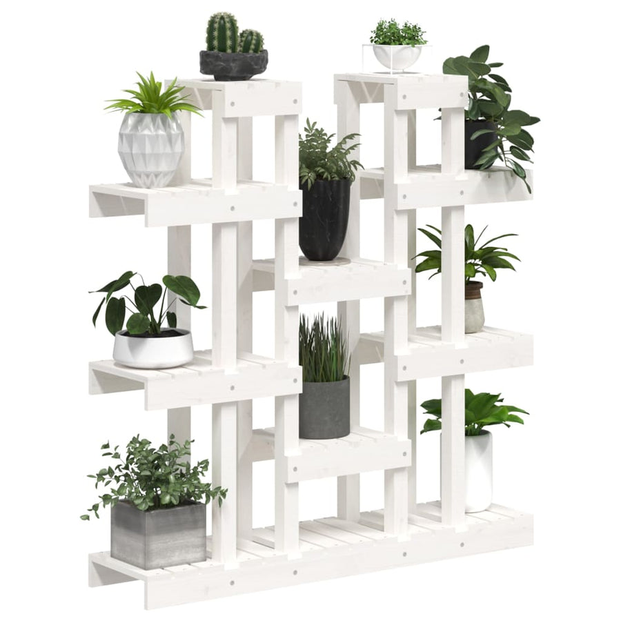 Plantenstandaard Wit 104,5X25X109,5 Cm Massief Grenenhout