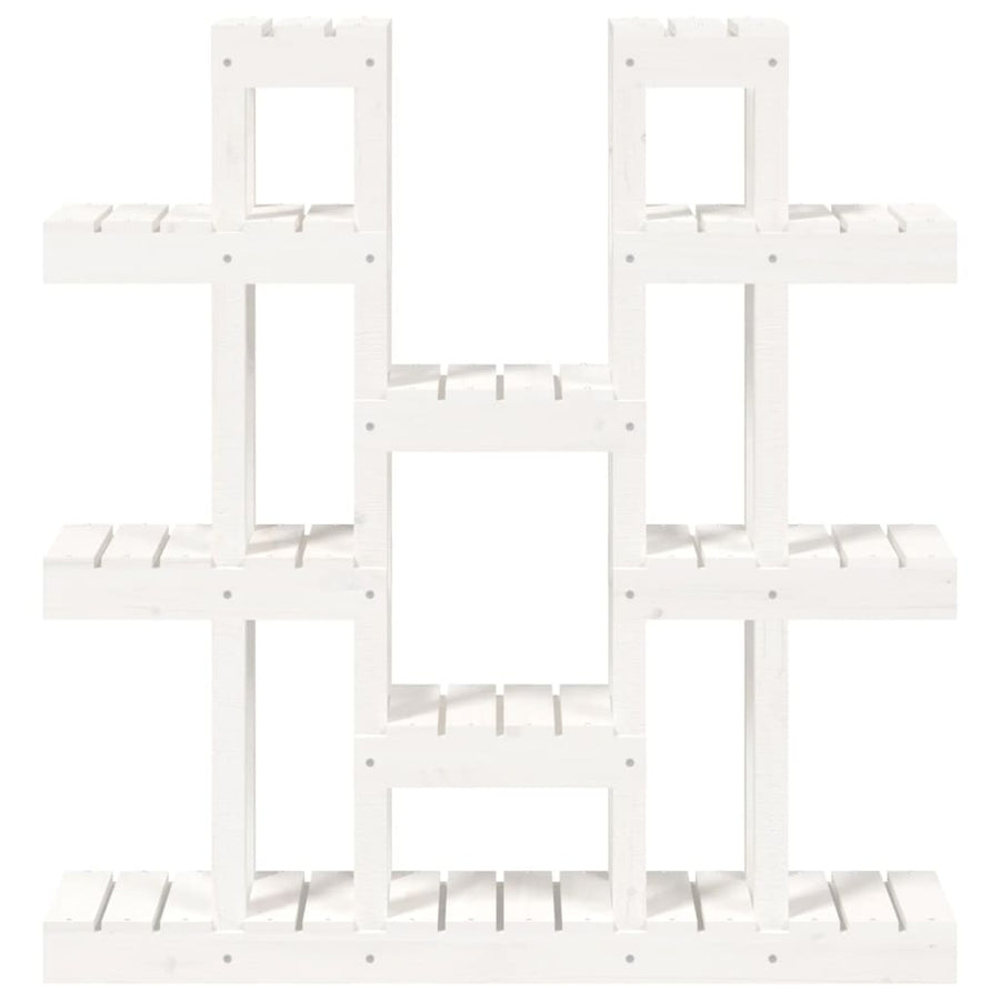 Plantenstandaard Wit 104,5X25X109,5 Cm Massief Grenenhout