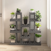 Plantenstandaard massief grenenhout grijs 104,5x25x109,5 cm