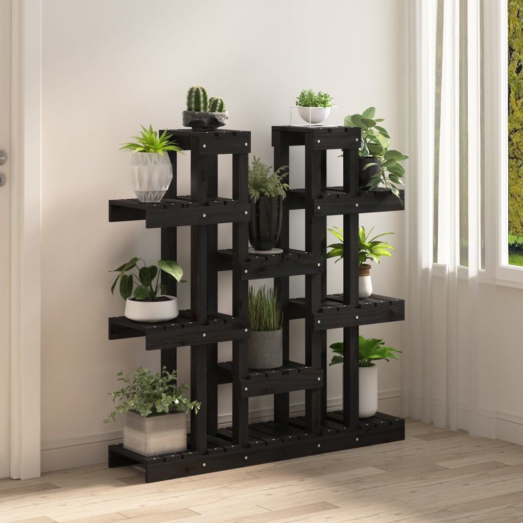 Plantenstandaard 04,5X25X09,5 Cm Massief Grenenhout 104.5 x 25 x 109.5 cm Zwart