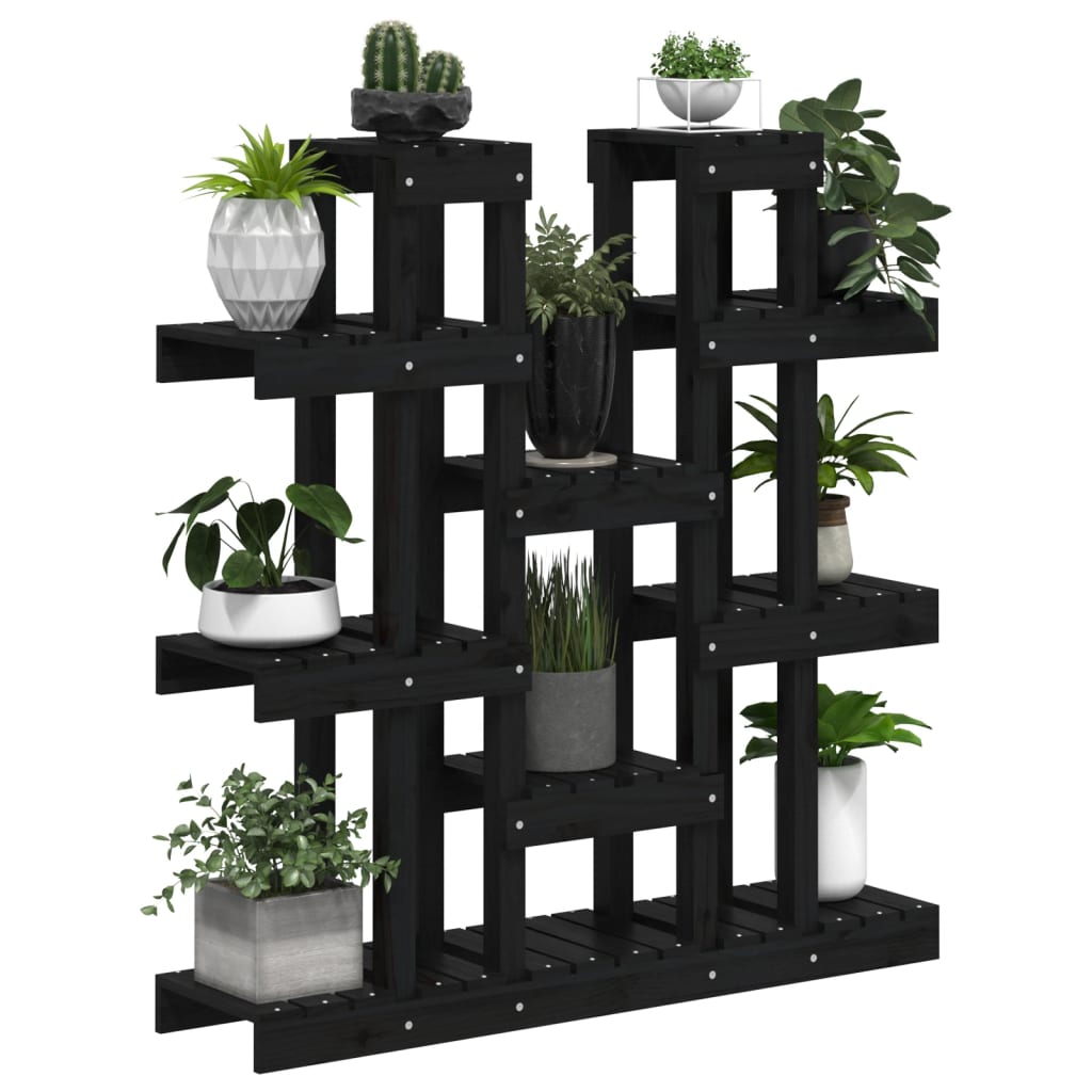 Plantenstandaard 04,5X25X09,5 Cm Massief Grenenhout 104.5 x 25 x 109.5 cm Zwart