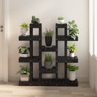 Plantenstandaard 104,5x25x109,5 cm massief grenenhout zwart wandmontage