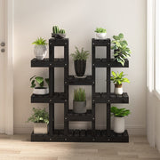 Plantenstandaard 104,5x25x109,5 cm massief grenenhout zwart wandmontage
