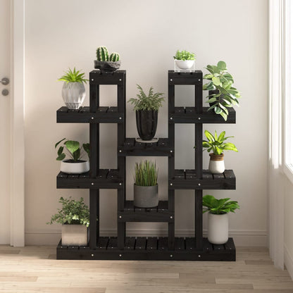 Plantenstandaard 04,5X25X09,5 Cm Massief Grenenhout 104.5 x 25 x 109.5 cm Zwart