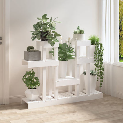 Plantenstandaard Wit 104,5X25X77,5 Cm Massief Grenenhout