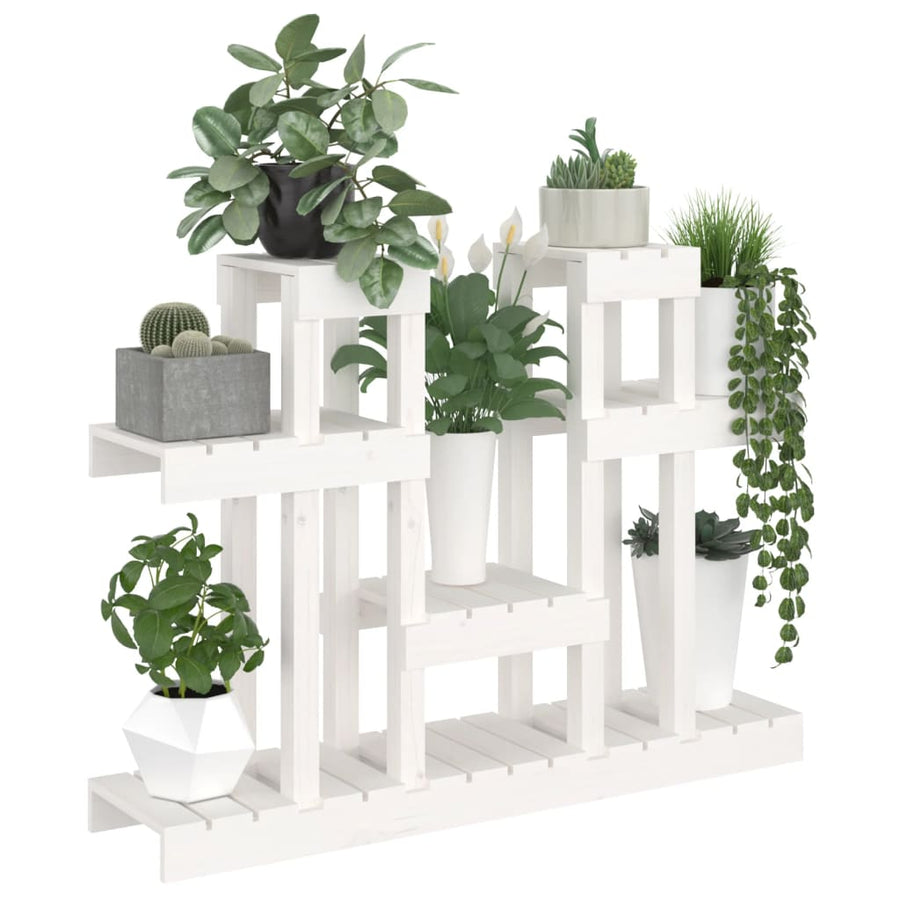Plantenstandaard Wit 104,5X25X77,5 Cm Massief Grenenhout