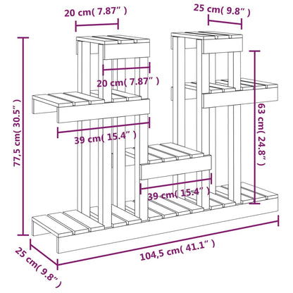 Plantenstandaard Wit 104,5X25X77,5 Cm Massief Grenenhout