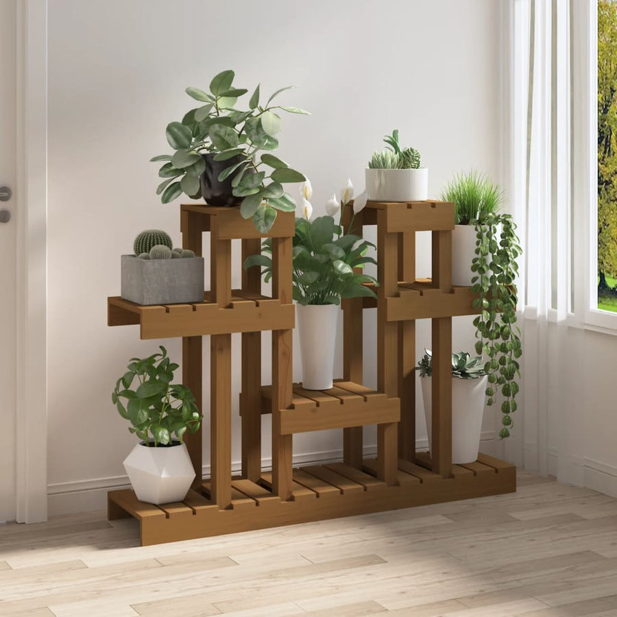 Plantenstandaard 104,5X25X77,5Cm Massief Grenenhout Honingbruin