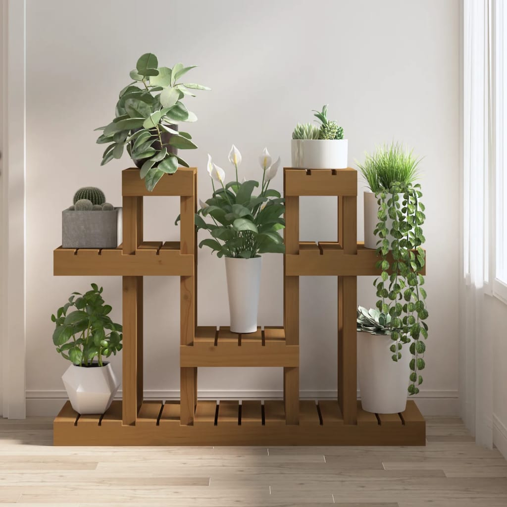 Plantenstandaard 104,5X25X77,5Cm Massief Grenenhout Honingbruin