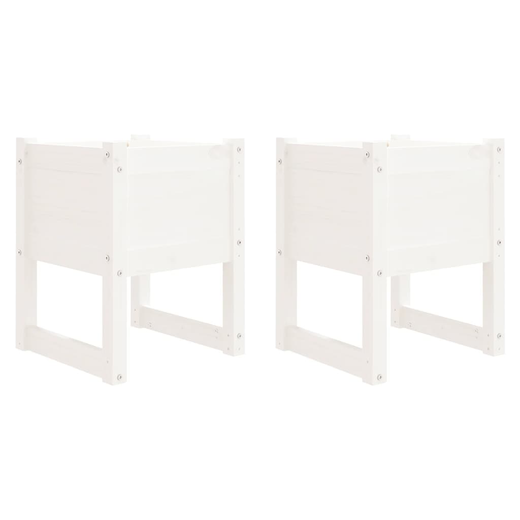Plantenbakken 2 St 40X40X52,5 Cm Massief Grenenhout Wit