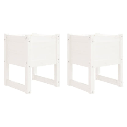 Plantenbakken 2 St 40X40X52,5 Cm Massief Grenenhout Wit