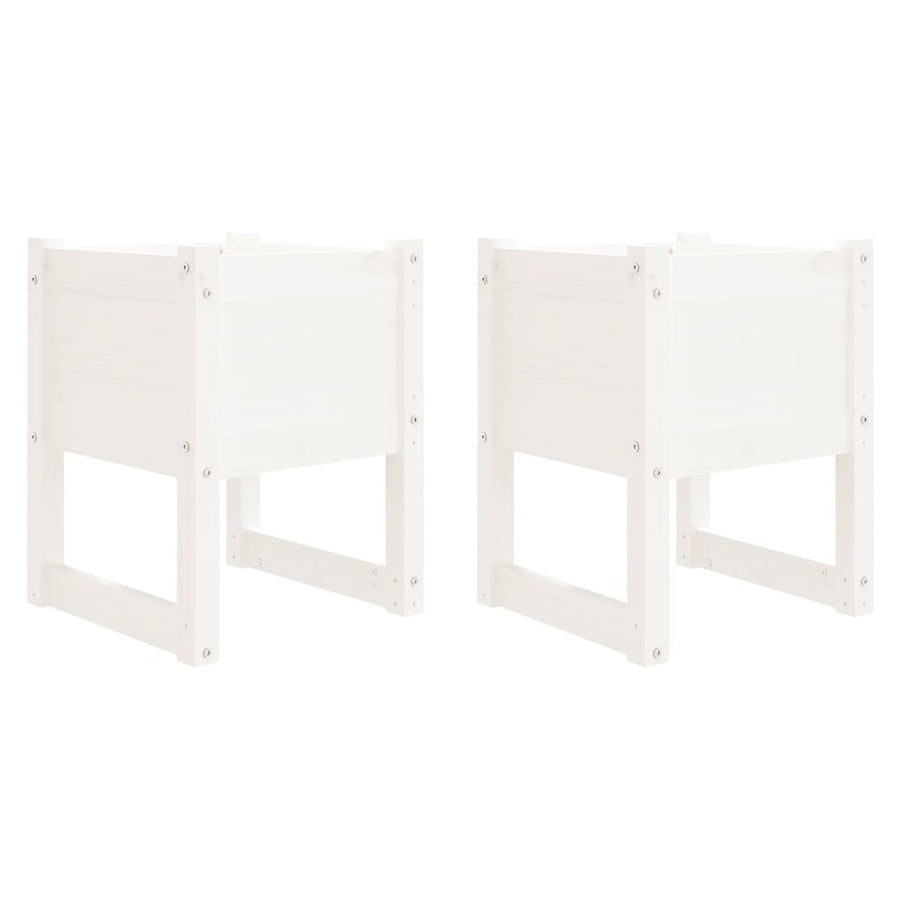 Plantenbakken 2 St 40X40X52,5 Cm Massief Grenenhout Wit