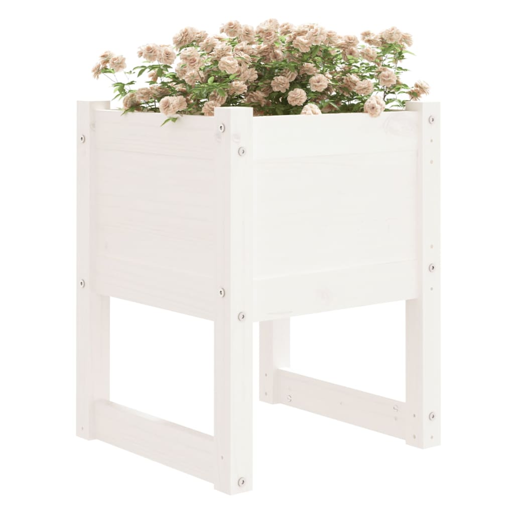 Plantenbakken 2 St 40X40X52,5 Cm Massief Grenenhout Wit