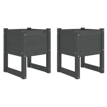 Plantenbakken 2 St 40X40X52,5 Cm Massief Grenenhout Grijs