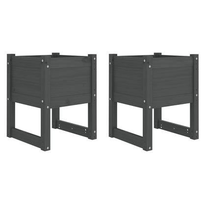 Plantenbakken 2 St 40X40X52,5 Cm Massief Grenenhout Grijs