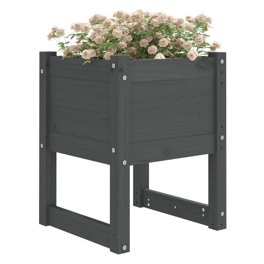 Plantenbakken 2 St 40X40X52,5 Cm Massief Grenenhout Grijs