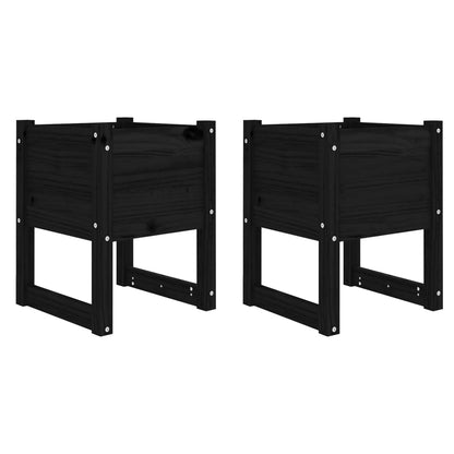 Plantenbakken 2 St 40X40X52,5 Cm Massief Grenenhout Zwart