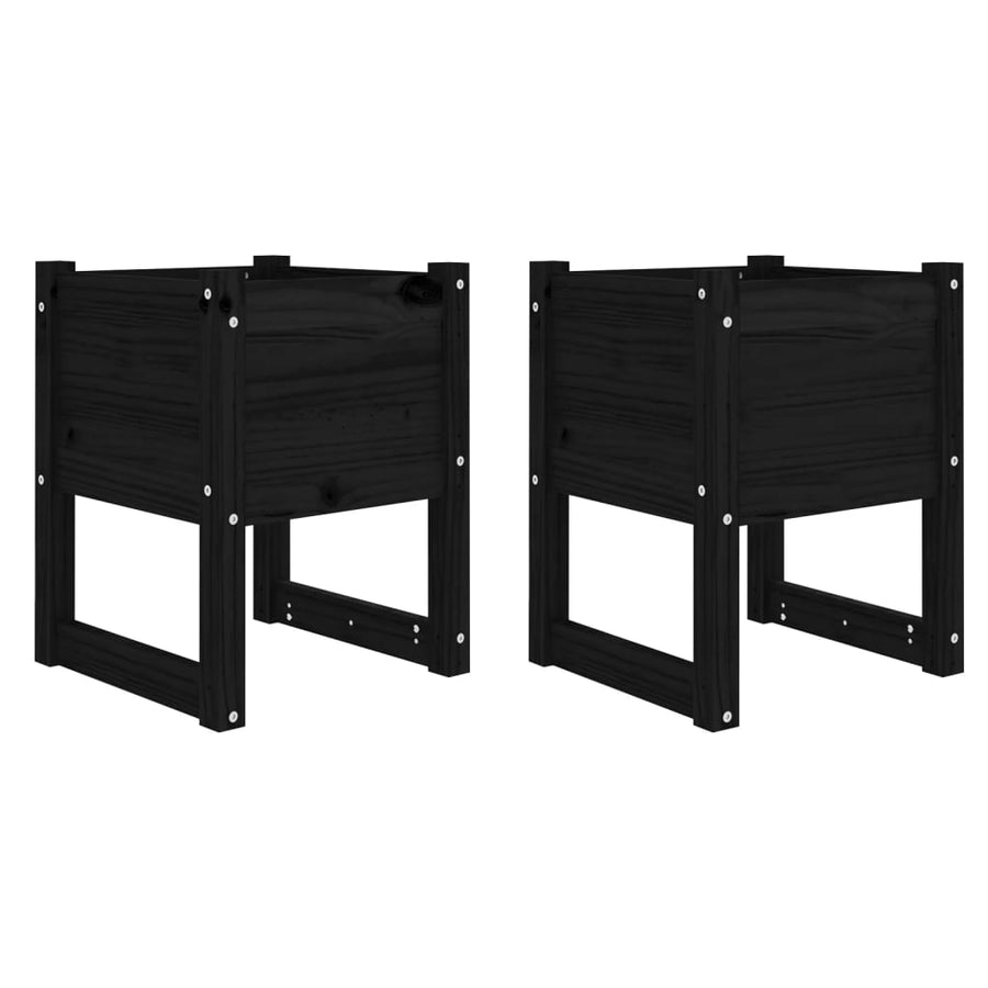 Plantenbakken 2 St 40X40X52,5 Cm Massief Grenenhout Zwart