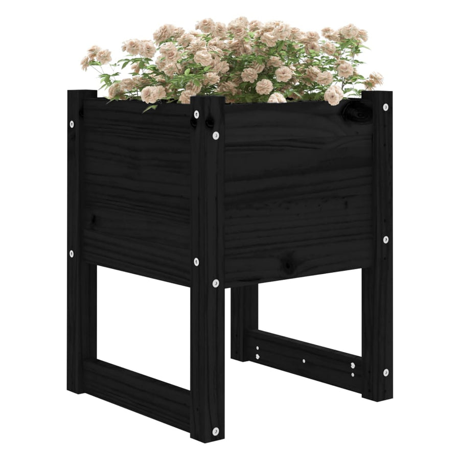 Plantenbakken 2 St 40X40X52,5 Cm Massief Grenenhout Zwart