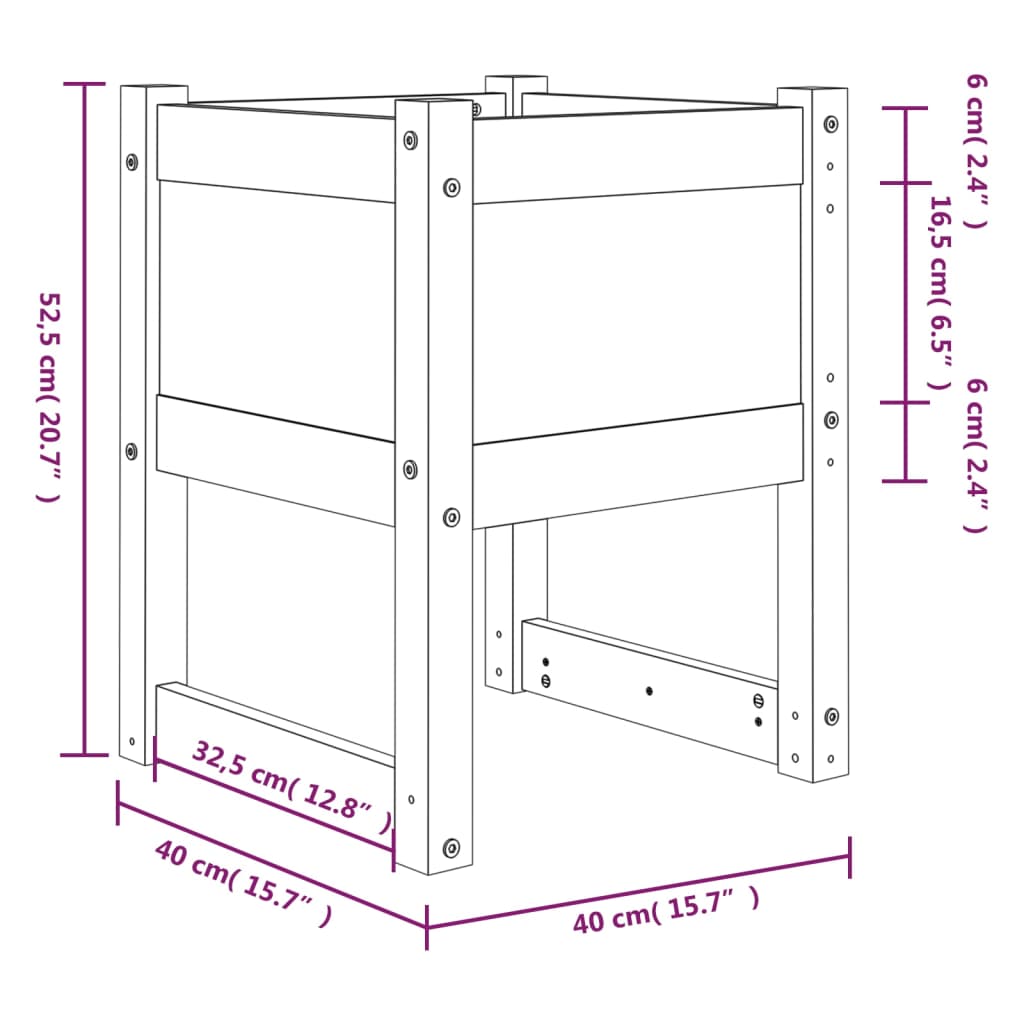 Plantenbakken 2 St 40X40X52,5 Cm Massief Grenenhout Zwart
