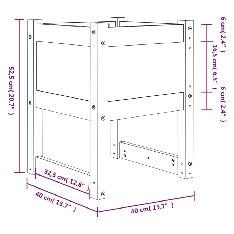 Plantenbakken 2 St 40X40X52,5 Cm Massief Grenenhout Zwart