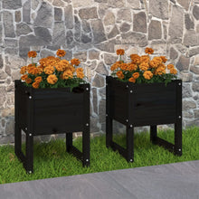 Plantenbakken 2 St 40X40X52,5 Cm Massief Grenenhout Zwart