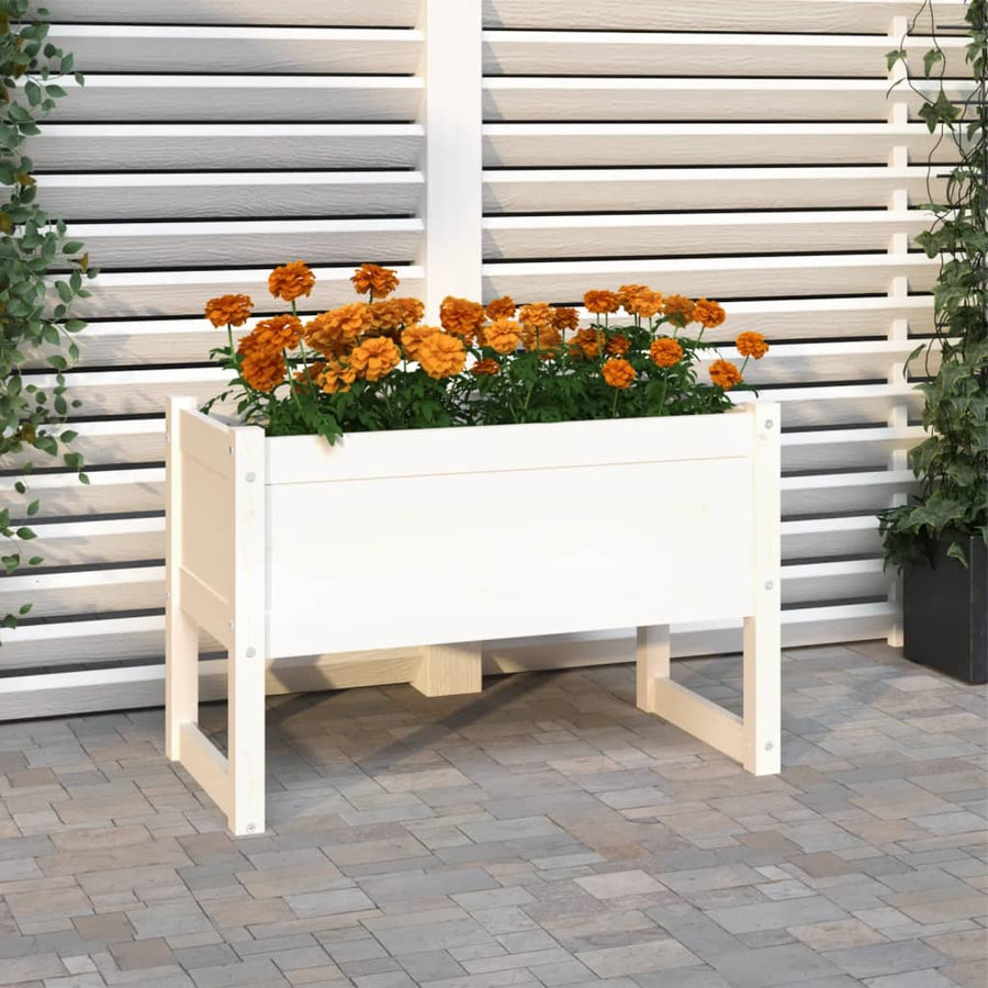 Plantenbak 78X40X52 Cm Massief Grenenhout Wit