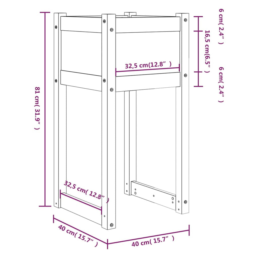 Plantenbak 40X40X81 Cm Massief Grenenhout