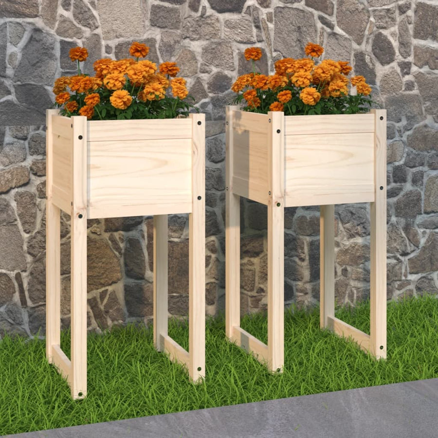 Plantenbakken 2 St 40X40X81 Cm Massief Grenenhout