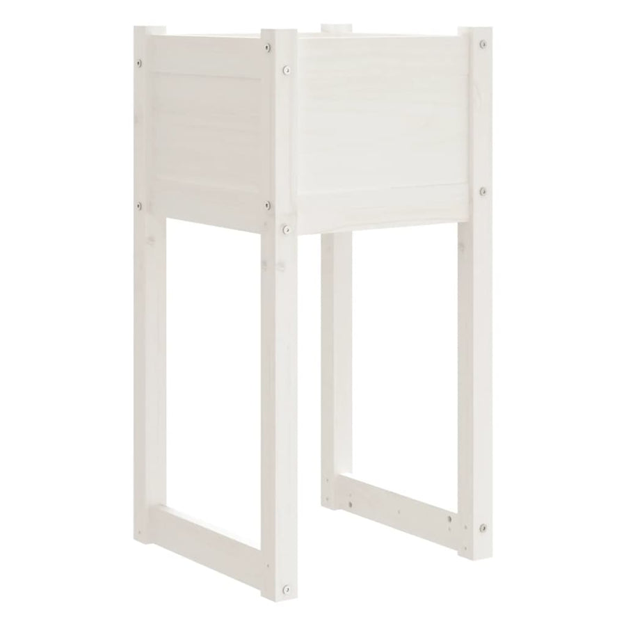 Plantenbak 40X40X81 Cm Massief Grenenhout Wit