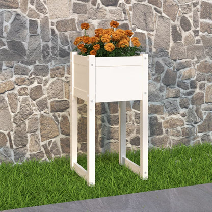 Plantenbak 40X40X81 Cm Massief Grenenhout Wit
