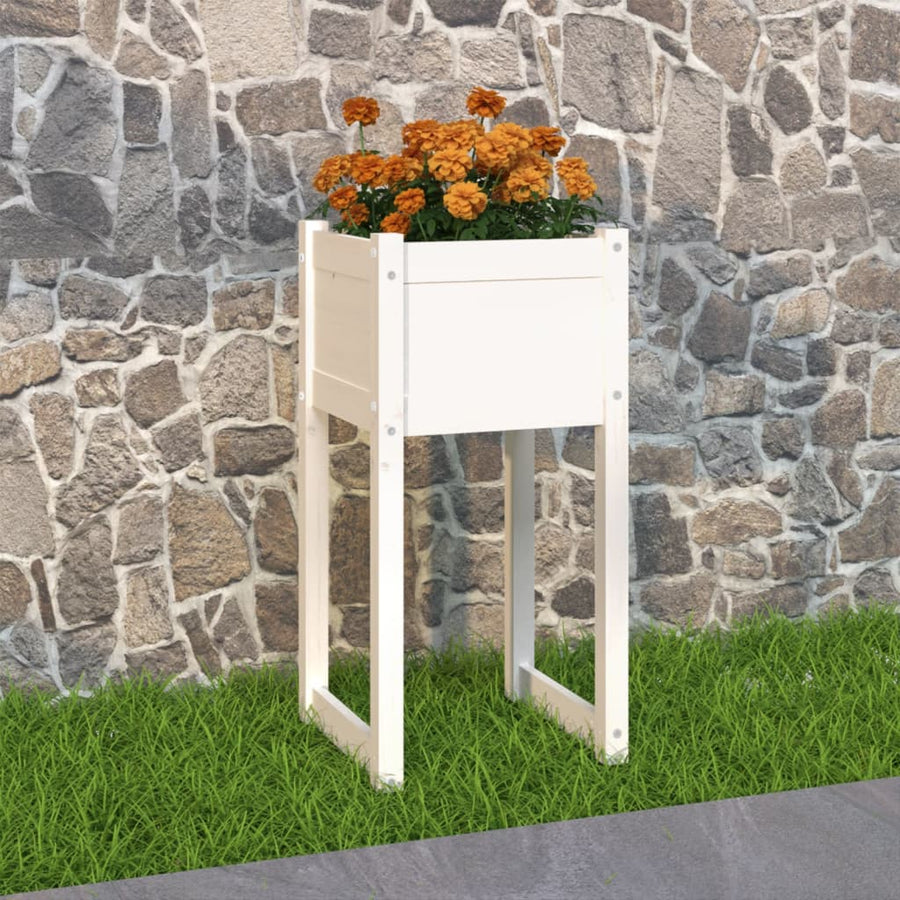 Plantenbak 40X40X81 Cm Massief Grenenhout Wit