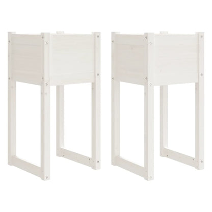 Plantenbakken 2 St 40X40X81 Cm Massief Grenenhout Wit