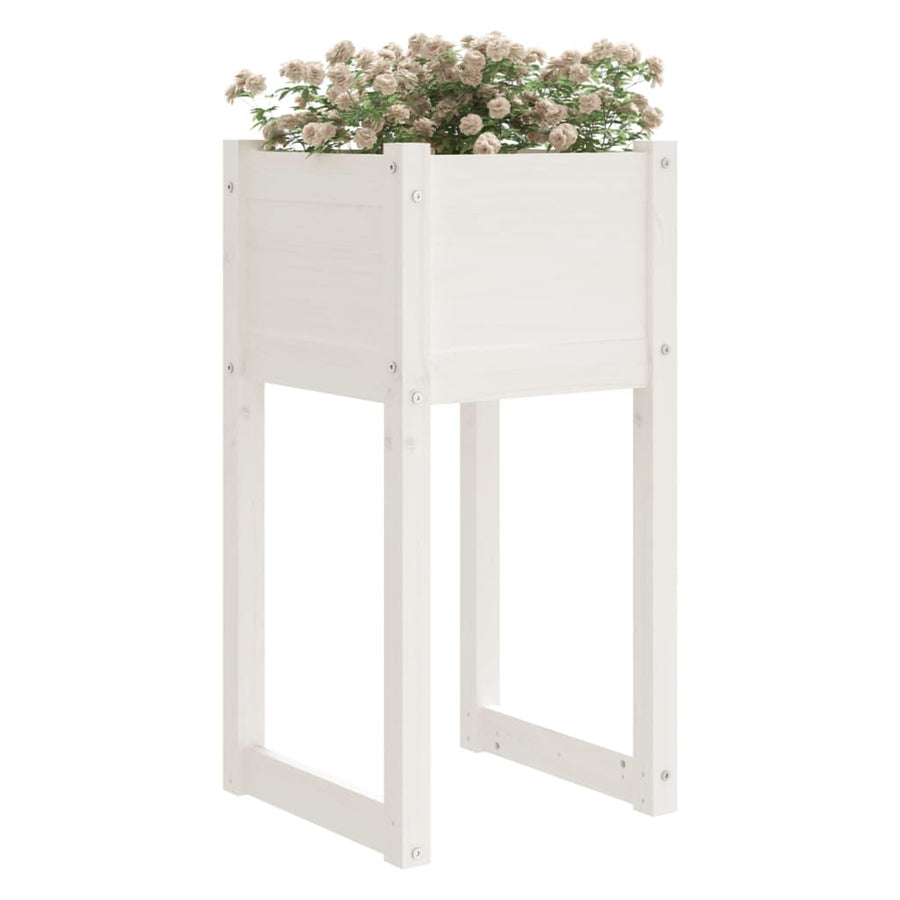 Plantenbakken 2 St 40X40X81 Cm Massief Grenenhout Wit