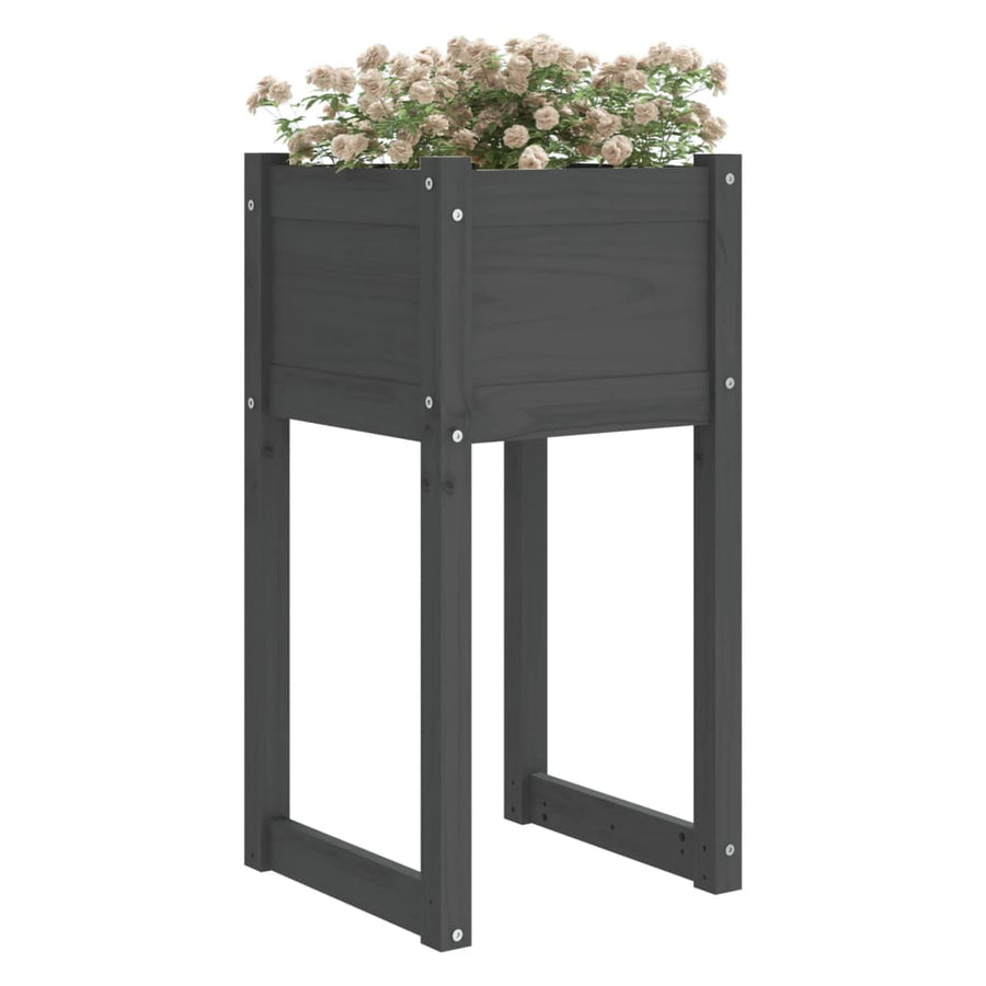 Plantenbak 40X40X81 Cm Massief Grenenhout Grijs