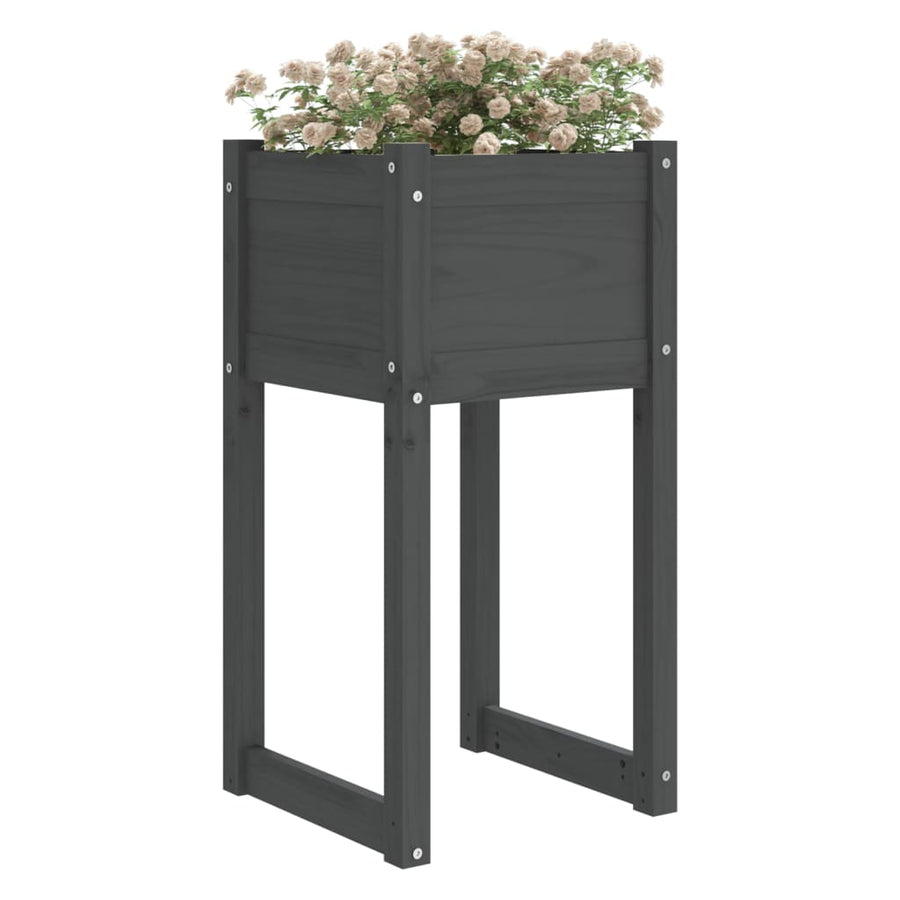 Plantenbakken 2 St 40X40X81 Cm Massief Grenenhout Grijs