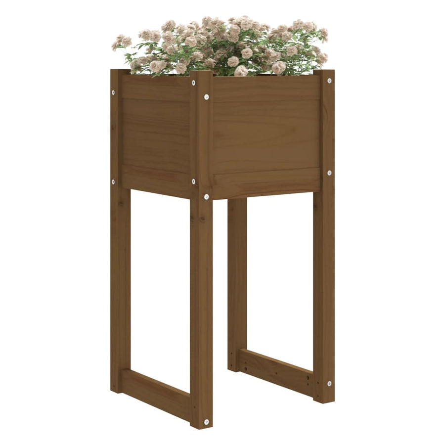 Plantenbak 40X40X81 Cm Massief Grenenhout Honingbruin