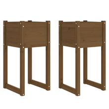 Plantenbakken 2 St 40X40X81 Cm Massief Grenenhout Honingbruin