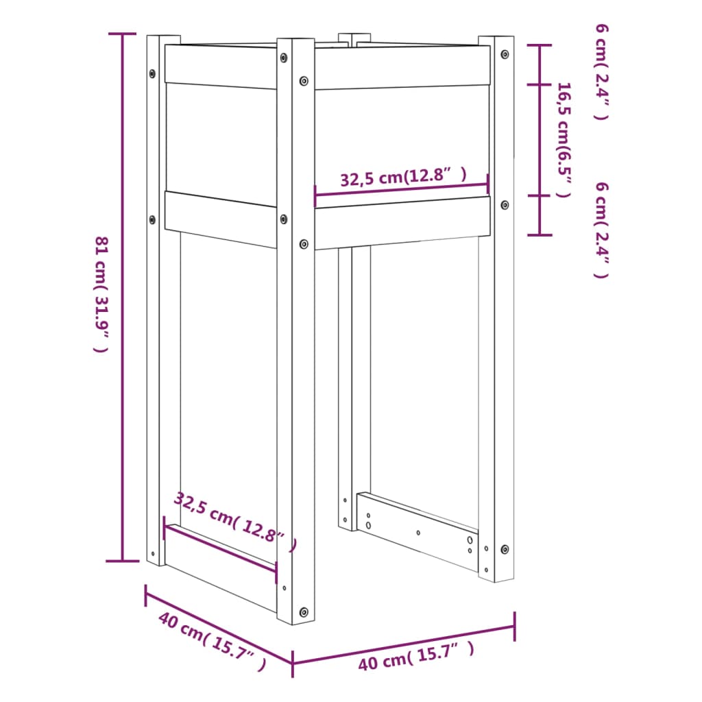 Plantenbak 40X40X81 Cm Massief Grenenhout Zwart