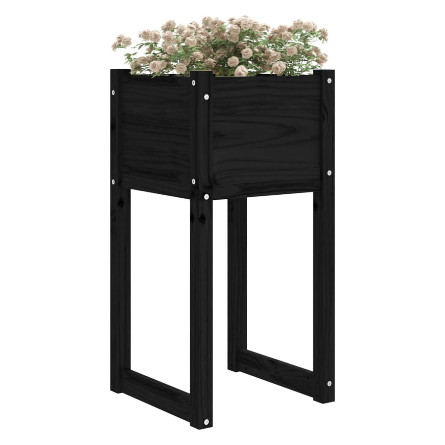 Plantenbakken 2 St 40X40X81 Cm Massief Grenenhout Zwart