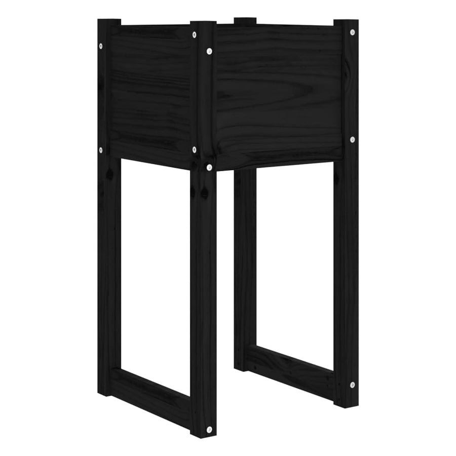 Plantenbakken 2 St 40X40X81 Cm Massief Grenenhout Zwart