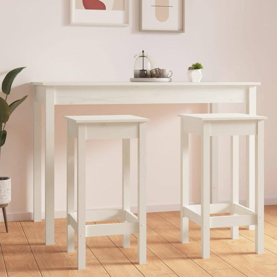 Barstoelen 2 St 40X40X78 Cm Massief Grenenhout Wit 40 x 40 x 78 cm